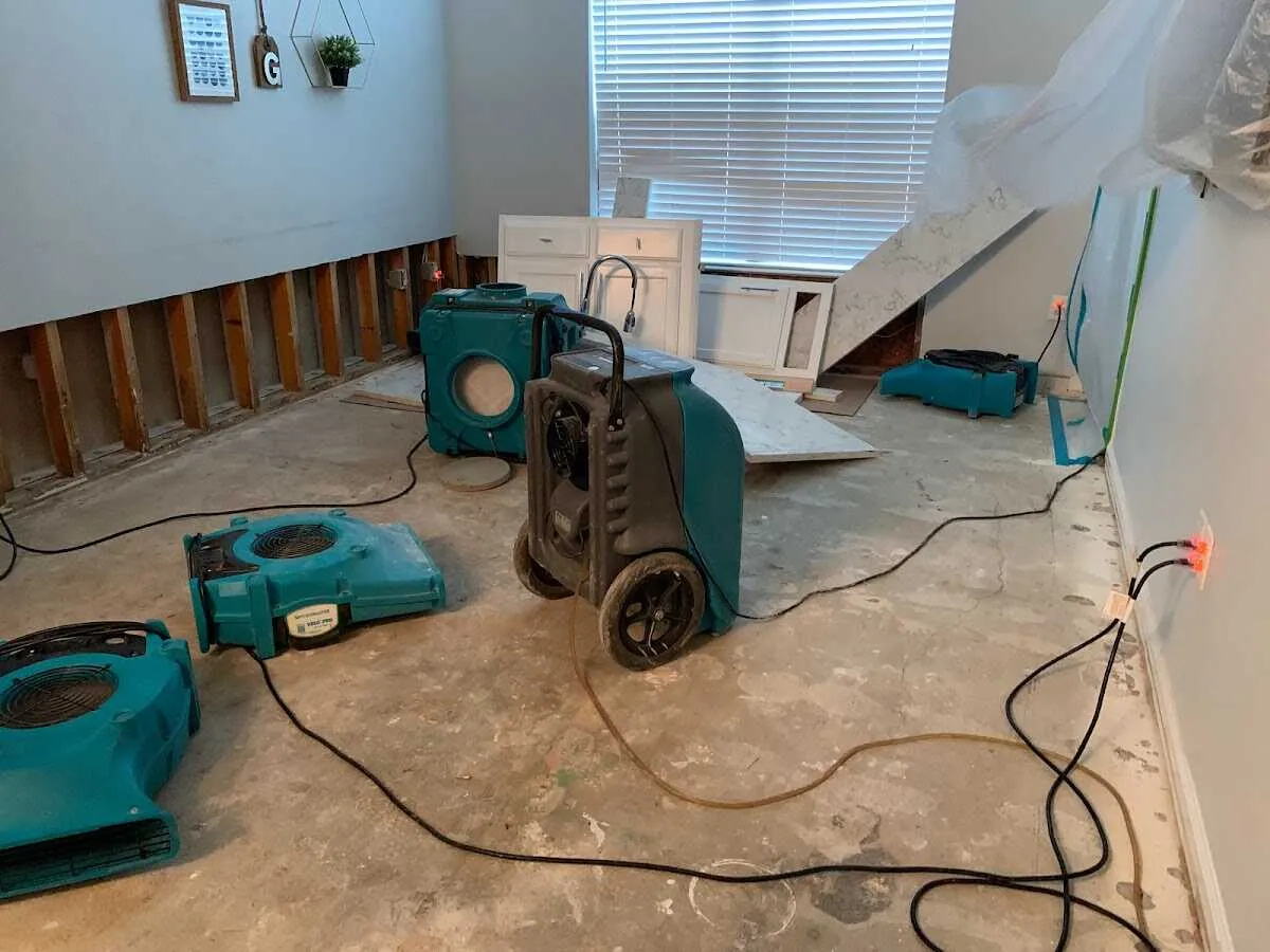 Dehumidifier in flood-cut room for Water Extraction & Removal in Cuero
